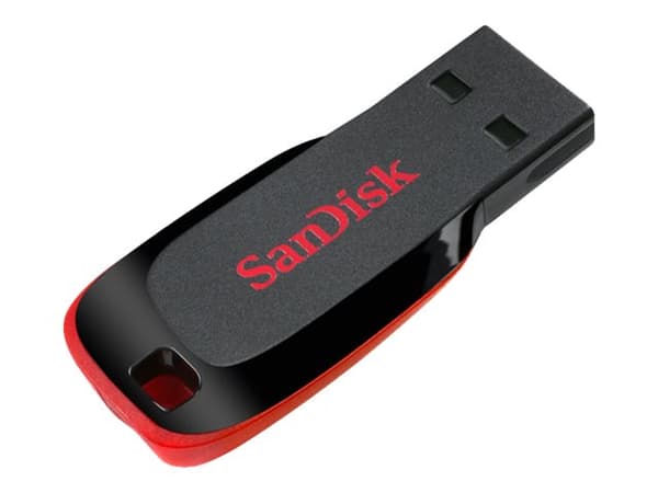 SanDisk Cruzer Blade - USB-flashstasjon - 32 GB - USB 2.0 - rød, glattsvart