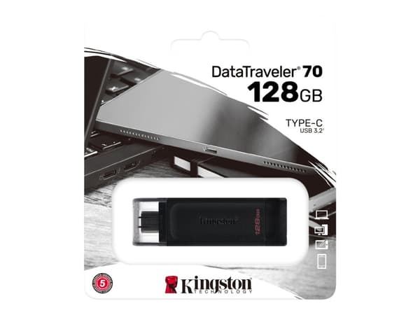 Kingston DataTraveler 70 - USB-flashstasjon - 128 GB - USB-C 3.2 Gen 1
