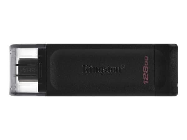 Kingston DataTraveler 70 - USB-flashstasjon - 128 GB - USB-C 3.2 Gen 1 Sort