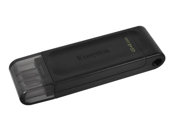 Kingston Technology DataTraveler 70, 64 GB, USB Type-C, 3.2 Gen 1 (3.1 Gen 1), Kaapeli, 7 g, Musta