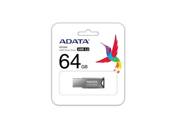 ADATA UV350 - USB flash-enhet - 64 GB - USB 3.2 Gen 1 - silver