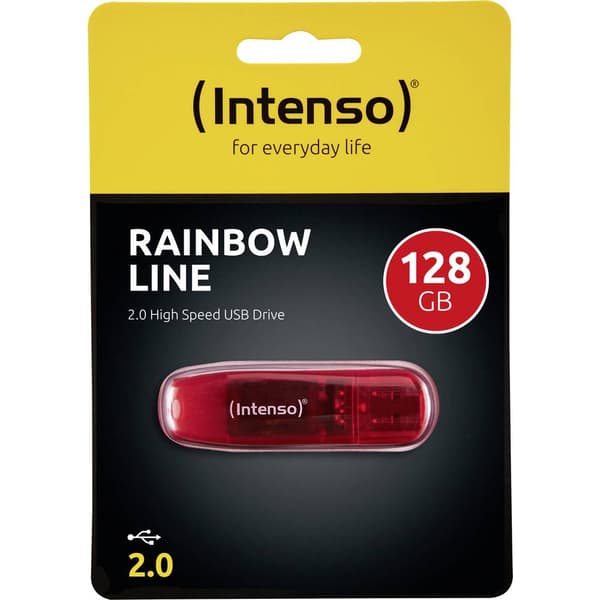 Intenso Rainbow Line USB-minne 128 GB Röd (transparent) 3502491 USB 2.0