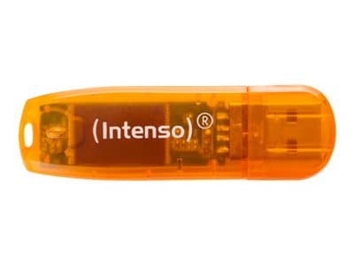 Intenso Rainbow Line, 64 GB, USB A-tyyppi, 2.0, 28 MB/s, Suojus, Oranssi