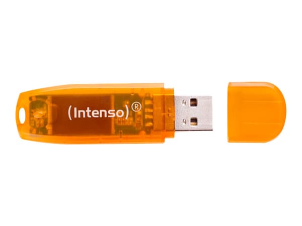 Intenso Rainbow Line, 64 GB, USB A-tyyppi, 2.0, 28 MB/s, Suojus, Oranssi