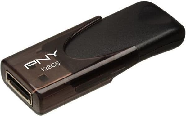 PNY Attaché 4 2.0 128GB, 128 GB, USB A-tyyppi, 2.0, 25 MB/s, Liuku, Musta