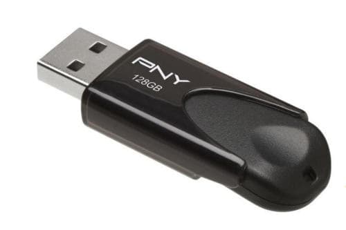 PNY Attaché 4 2.0 128GB, 128 GB, USB A-tyyppi, 2.0, 25 MB/s, Liuku, Musta
