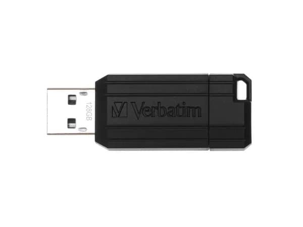 Verbatim PinStripe USB Drive - USB-flashstasjon - 128 GB - USB 2.0 - svart Sort