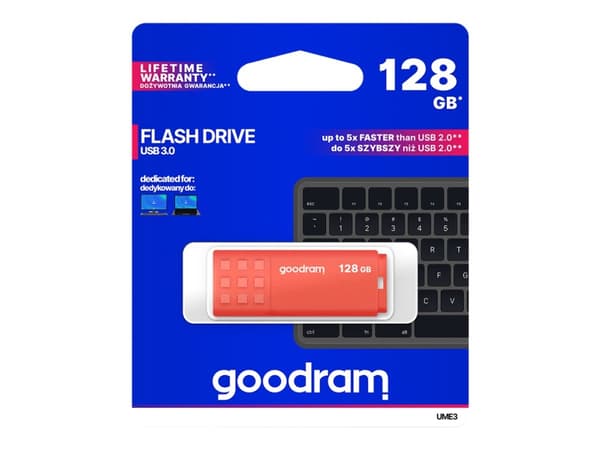 GOODRAM UME3 - USB flashdrive - 128 GB - USB 3.0 - oransje