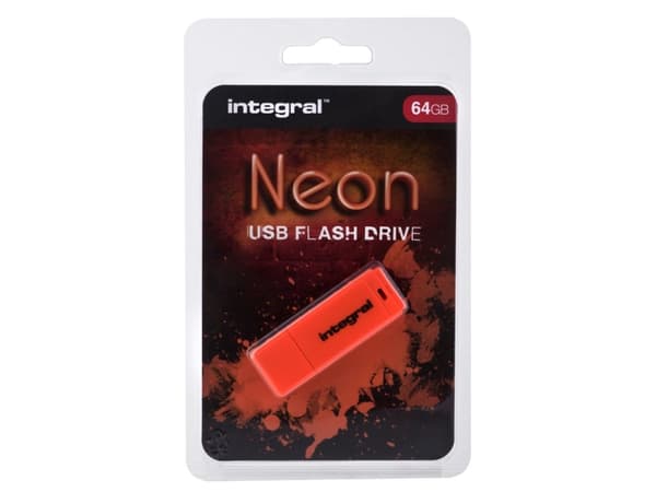 Integral Neon - USB-flashstasjon - 64 GB - USB 2.0 - oransje