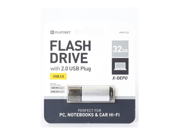 PLATINET - USB flash-enhet - 32 GB - USB 2.0 - silver