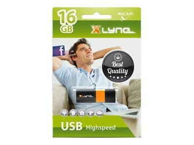 xlyne Wave - USB-flashstasjon - 16 GB - USB 2.0 Sort, Oransje