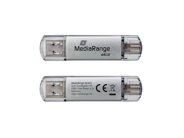 MediaRange MR936 - USB flash-enhet - 32 GB - USB 3.1 / USB-C - silver