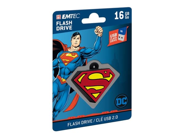 Emtec DC Comics Collector Superman, 16 GB, USB A-tyyppi, 2.0, 15 MB/s, Ilman suojusta, Monivärinen Monivärinen