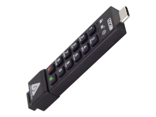 Apricorn Aegis Secure Key 3NXC - USB-flashstasjon - kryptert - 32 GB - USB-C 3.2 Gen 1 - FIPS 140-2 Level 3 - TAA-samsvar