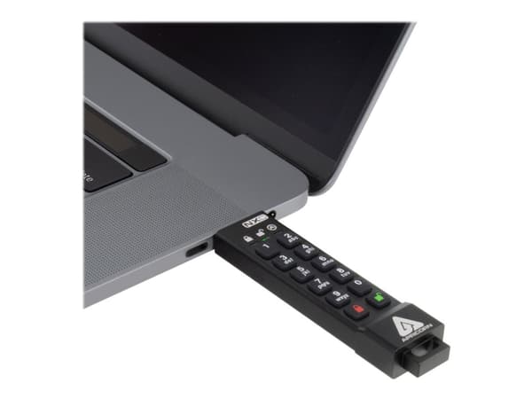 Apricorn Aegis Secure Key 3NXC - USB-flashstasjon - kryptert - 32 GB - USB-C 3.2 Gen 1 - FIPS 140-2 Level 3 - TAA-samsvar