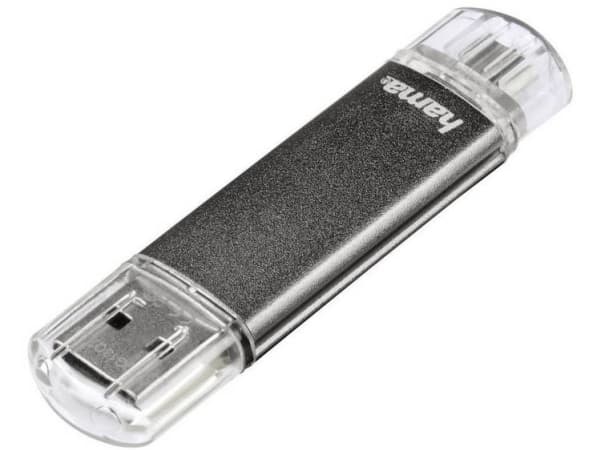 Hama Laeta Twin, 32GB, 32 GB, USB A-tyyppi, 2.0, 10 MB/s, Suojus, Harmaa