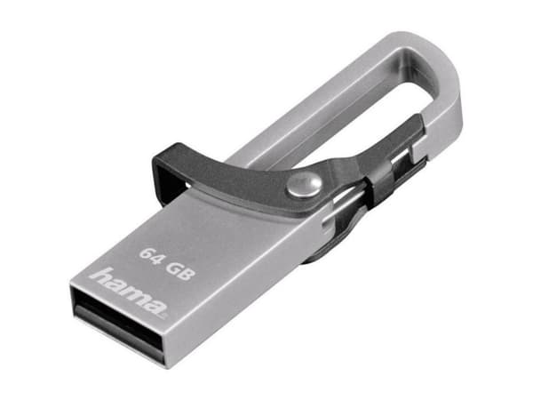 Hama "Hook-Style", 64 GB, USB A-tyyppi, 2.0, 15 MB/s, Ilman suojusta, Harmaa