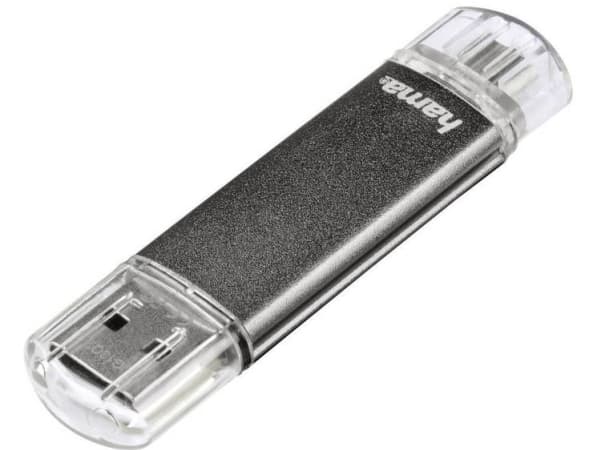 Hama Laeta Twin 16GB, 16 GB, USB Type-A, 2.0, 10 MB/s, Med lokk, Grå