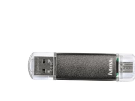 Hama Laeta Twin 16GB, 16 GB, USB Type-A, 2.0, 10 MB/s, Med lokk, Grå