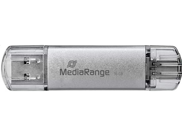 MediaRange combo - USB-flashstasjon - 16 GB - USB 3.1 / USB-C - sølv