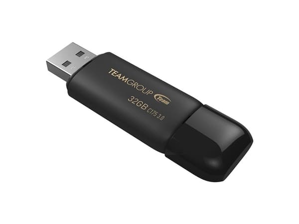 Team Group C175, 32 GB, USB A-tyyppi, 3.2 Gen 1 (3.1 Gen 1), Suojus, 15 g, Musta