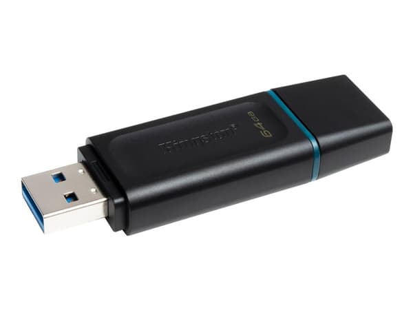 Kingston DataTraveler Exodia - USB-muistitikku - 64 Gt - USB 3.2 Gen 1 - musta vihreällä sinisellä musta, Turkoosi