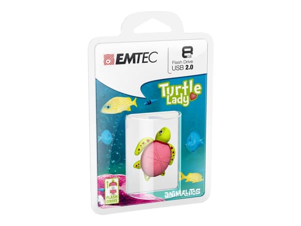 EMTEC Animalitos Marine Range M335 Lady Turtle - USB flash-enhet - 16 GB - USB 2.0 Grön, Rosa