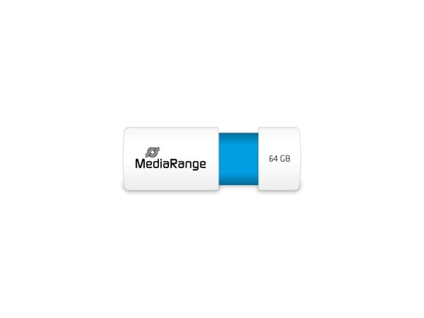 MediaRange USB Stick 64GB MR974, 64 GB, USB A-tyyppi, 2.0, 16 MB/s, Liuku, Sininen, Valkoinen
