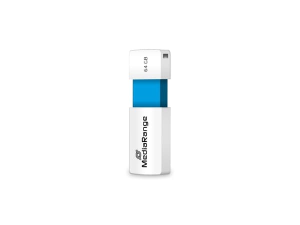 MediaRange USB Stick 64GB MR974, 64 GB, USB A-tyyppi, 2.0, 16 MB/s, Liuku, Sininen, Valkoinen