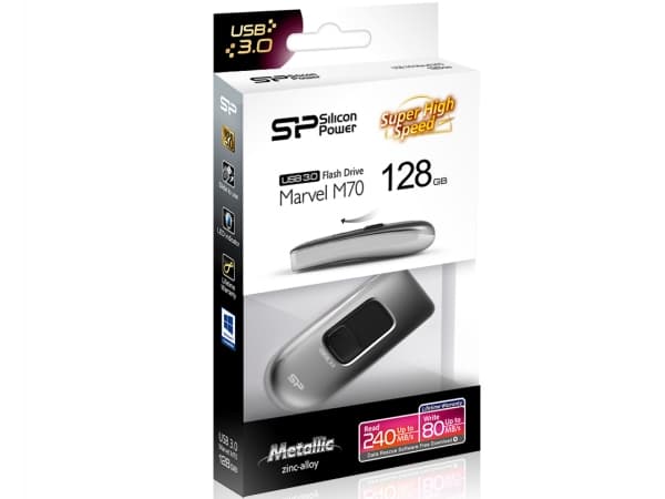 Silicon Power Marvel M70, 32 GB, USB Type-A, 3.2 Gen 1 (3.1 Gen 1), 200 MB/s, Skyving, Grå, Sølv