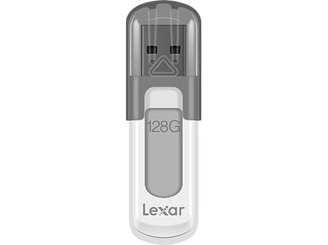 Lexar JumpDrive V100, 128 GB, USB A-tyyppi, 3.2 Gen 1 (3.1 Gen 1), Suojus, 8 g, Harmaa, Valkoinen