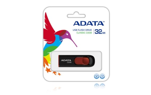 ADATA Classic Series C008 - USB flash-enhet - 32 GB - USB 2.0 - svart, röd