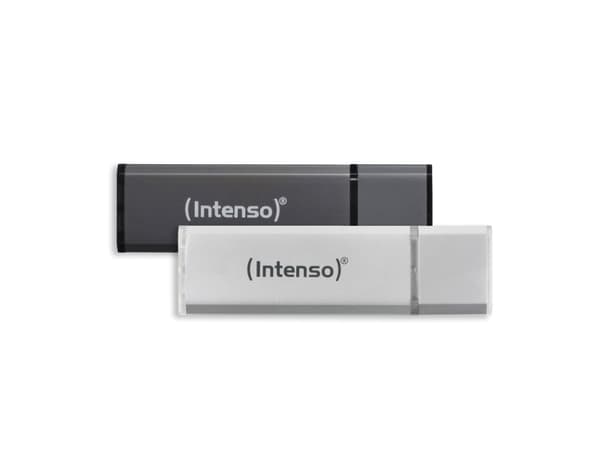 Intenso AluLine USB Drive 32GB Doppelpack 2x32GB - 32 GB, 32 GB, USB Type-A, 2.0, 28 MB/s, Med lokk, Antrasitt, Sølv Antrasitt, Sølv