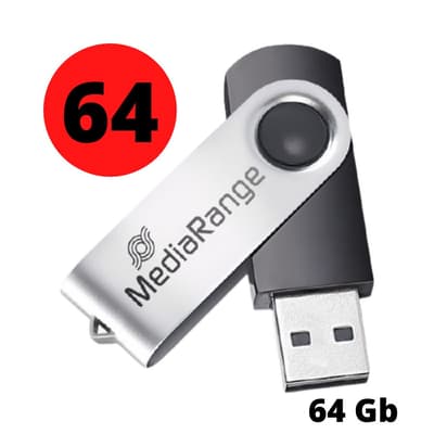 MediaRange MR912 Swivel USB Minne, 64 GB, USB 2.0