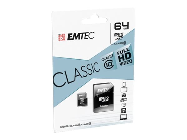 EMTEC - USB-minnepinne - 16 GB - Klasse 10 - microSDHC - USB 2.0