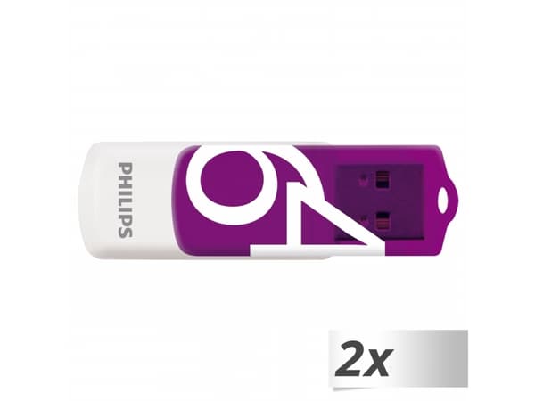 Philips FM64FD05B Vivid Edition 2.0 - USB-flashstasjon - 64 GB - USB 2.0 (en pakke 2)