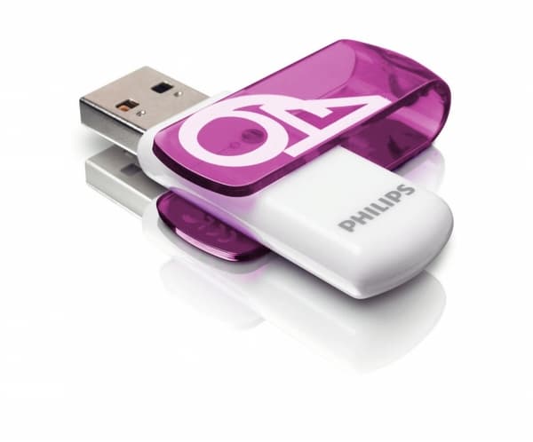 Philips FM64FD05B Vivid Edition 2.0 - USB-flashstasjon - 64 GB - USB 2.0 (en pakke 2)