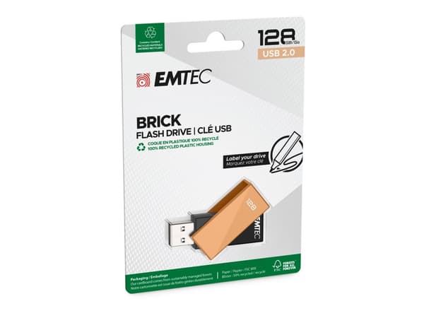 EMTEC C350 Brick - USB-flashstasjon - 128 GB - USB 2.0 - oransje
