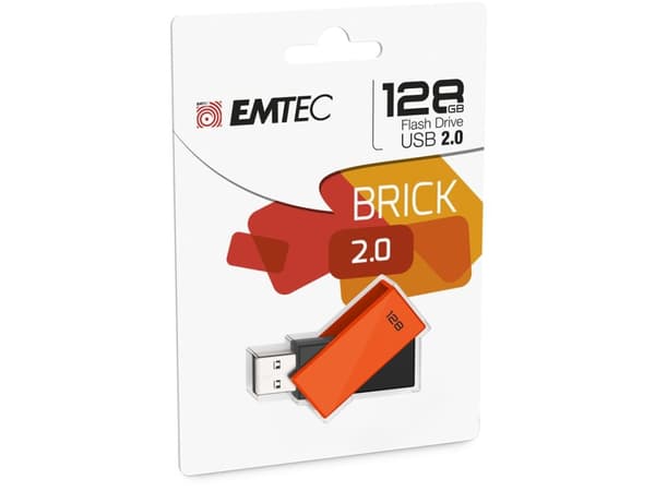 EMTEC C350 Brick - USB-flashstasjon - 128 GB - USB 2.0 - oransje
