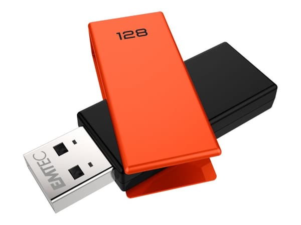 EMTEC C350 Brick - USB flash-enhet - 128 GB - USB 2.0 - orange Svart, Orange