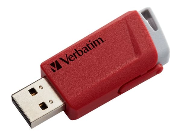 Verbatim Store 'n' Click - USB-flashstasjon - 32 GB - USB 3.2 Gen 1 - blå, rød (en pakke 2)