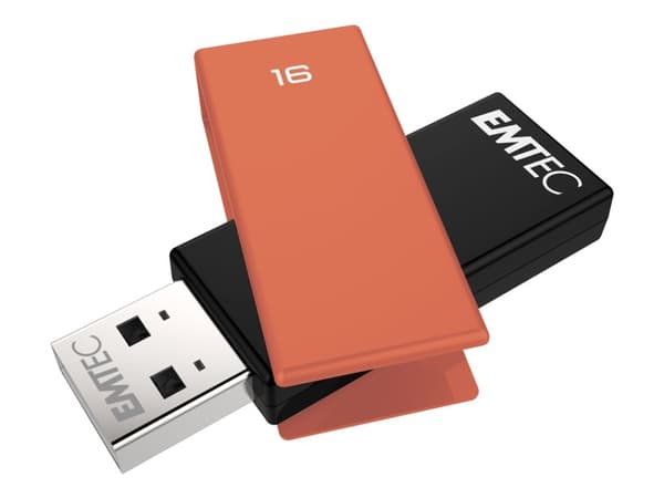 EMTEC C350 Brick 2.0 - USB-flashstasjon - 16 GB - USB 2.0 - rød Sort, Rød