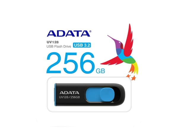 ADATA UV128 - USB flash-enhet - 256 GB - USB 3.2 Gen 1 - svart, blå