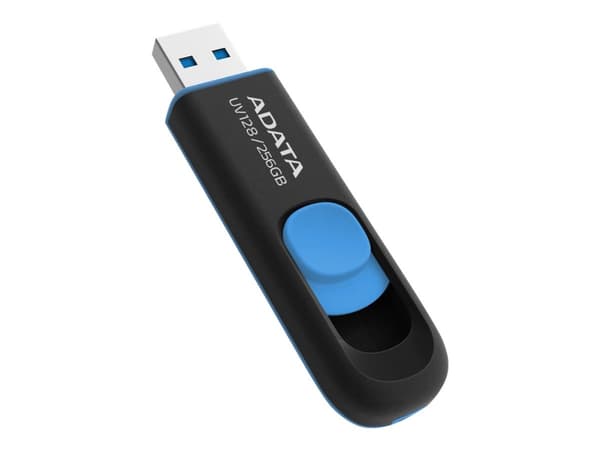 ADATA UV128 - USB-flashstasjon - 256 GB - USB 3.2 Gen 1 - svart, blå Sort, Blå