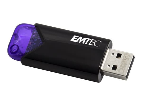 EMTEC B110 Click Easy 3.2 - USB-flashstasjon - 128 GB - USB 3.2 Gen 1 - purpur, svart