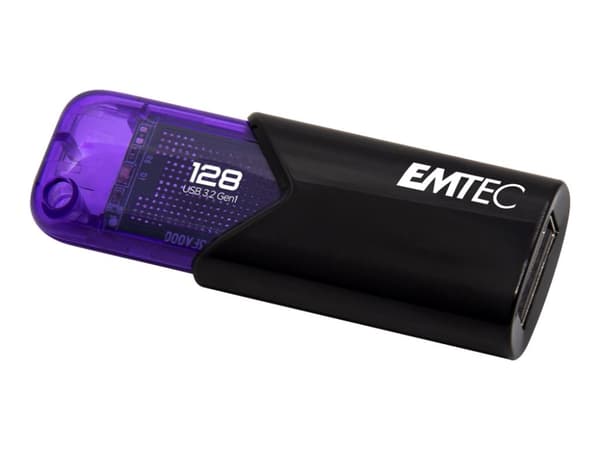 EMTEC B110 Click Easy 3.2 - USB-flashstasjon - 128 GB - USB 3.2 Gen 1 - purpur, svart Sort, Fiolett