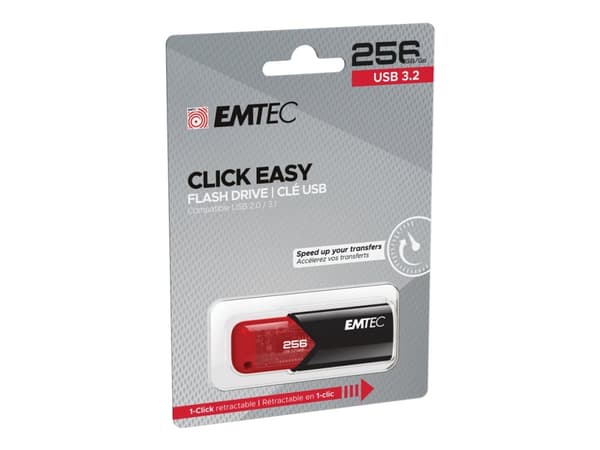 EMTEC B110 Click Easy 3.2 - USB flash-enhet - 256 GB - USB 3.2 Gen 1 - röd