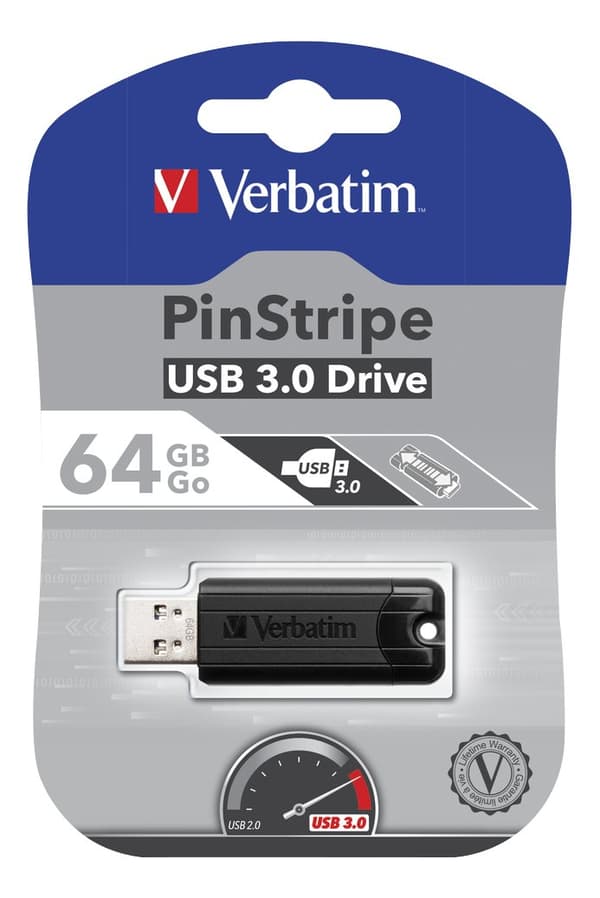 Verbatm PinStripe 64GB USB 3.0 Drive