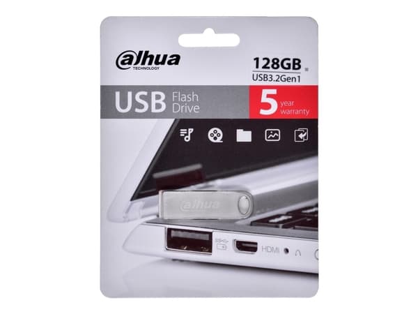 Dahua Technology DHI-USB-U106-30-128GB, 128 GB, USB A-tyyppi, 3.0, 70 MB/s, Ilman suojusta, Hopea