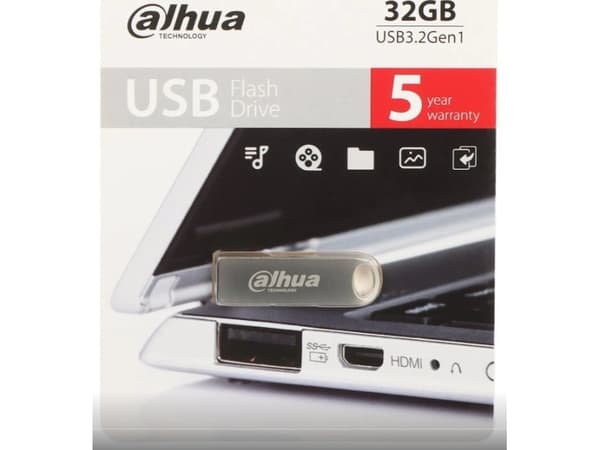 Dahua Technology DHI-USB-U106-30-32GB, 32 GB, USB Type-A, 3.2 Gen 1 (3.1 Gen 1), 70 MB/s, Uten lokk, Grå